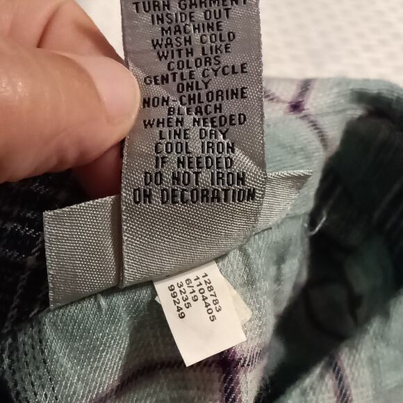 Catherine's Embellished Green Plaid Button Up Shirt 2X 3/4 Sleeve Cotton Blend - Picture 4 of 7